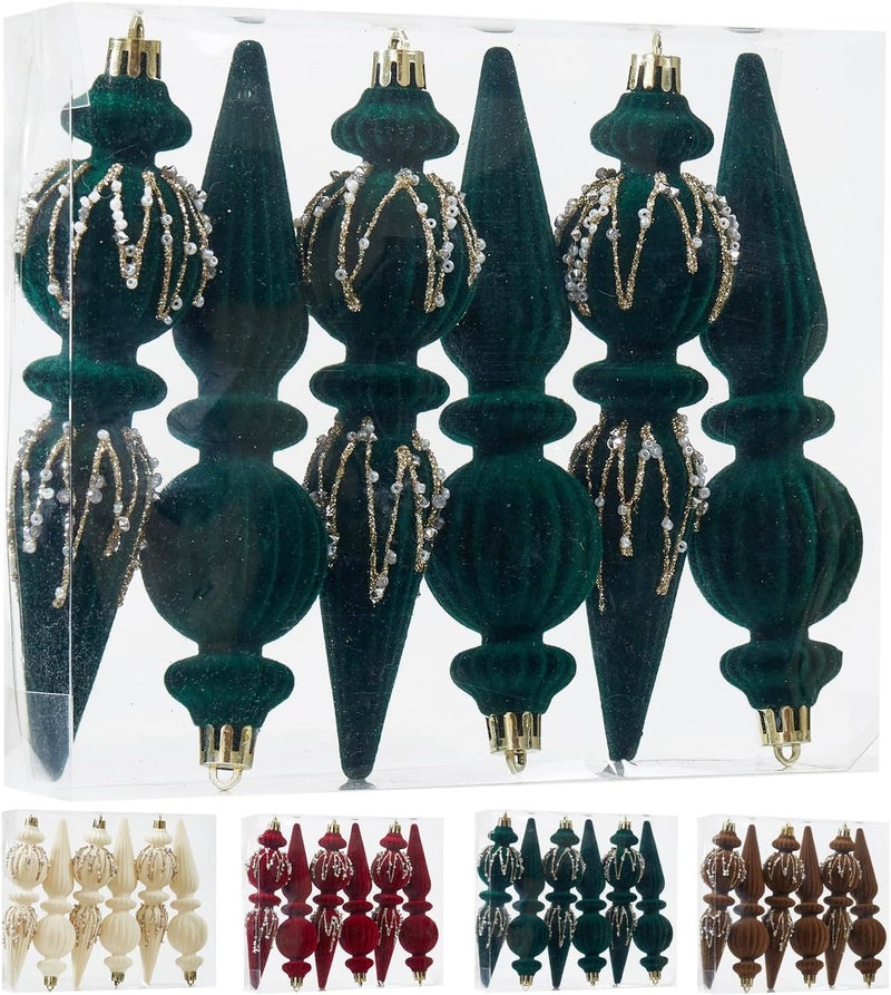 Munansli Green Velvet Christmas Ornaments Set,6 Pack Plastic Shatterproof Christmas Ball Hanging Ornaments for Xmas Tree Decorations(6.7Inch) - Image 5
