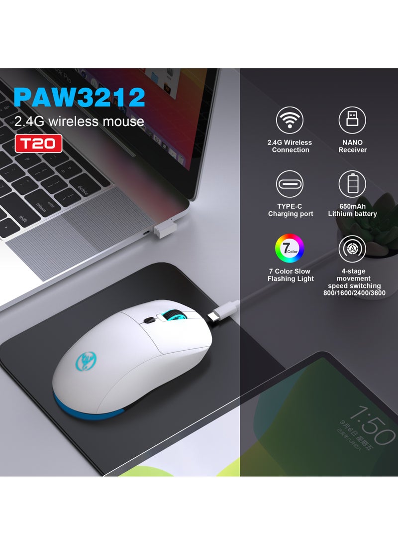إتش إكس إس جيه 2.4G USB ماوس لاسلكي قابل للتعديل 3600 ديسيبل متوحد الخواص 7 ألوان RGB الفئران مريحة للمنزل مكتب الكمبيوتر المحمول ألعاب الكمبيوتر  - Image 2