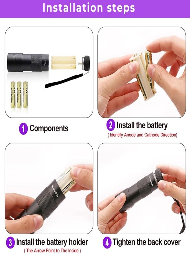 BELLSBERRY Mini 9 LED Flashlight – 395nm Black Light for Detecting Pet Stains, Urine, Bed Bugs & Hidden Germs - Image 3