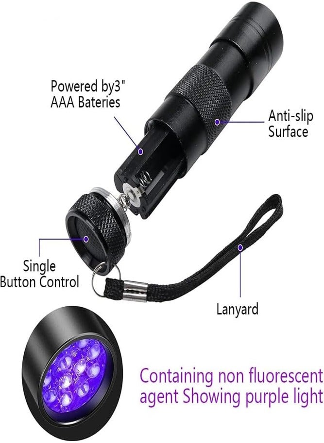 BELLSBERRY Mini 9 LED Flashlight – 395nm Black Light for Detecting Pet Stains, Urine, Bed Bugs & Hidden Germs - Image 2
