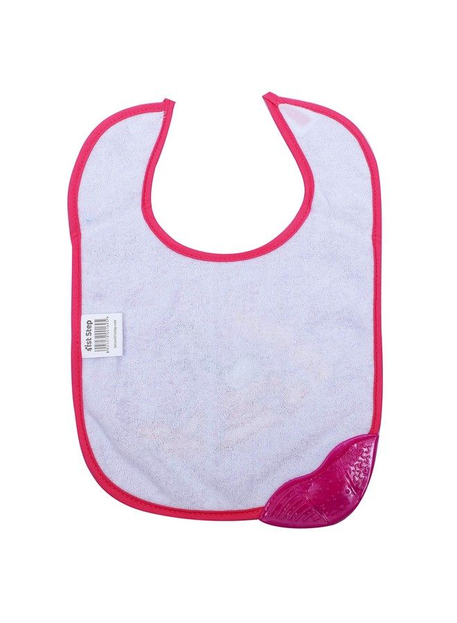 1st Step Newborn Baby Cotton Bib With 3D Patch And Teether (Purple) - Image 4