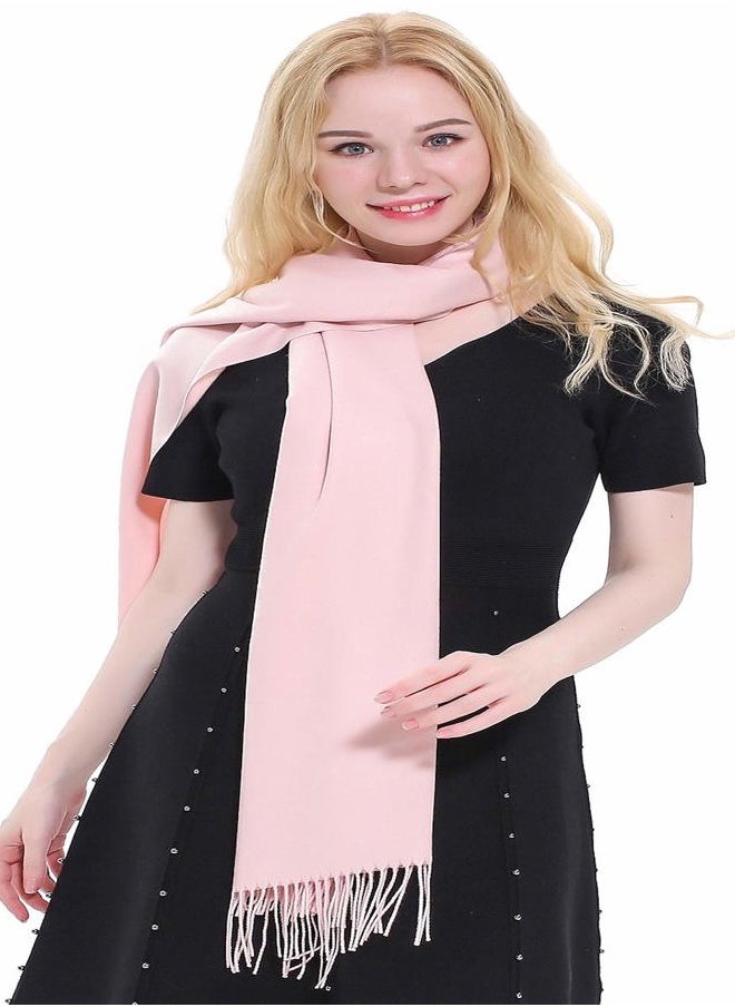 CJ Apparel Light Pink Baby Pink Thick Solid Color Tassels Design Cotton Blend Shawl Scarf Wrap Stole Throw Head Wrap Pashmina NEW  - Image 5