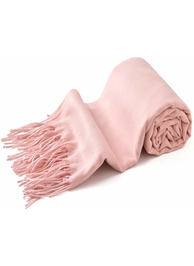 CJ Apparel Light Pink Baby Pink Thick Solid Color Tassels Design Cotton Blend Shawl Scarf Wrap Stole Throw Head Wrap Pashmina NEW  - Image 4