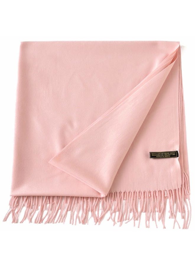 CJ Apparel Light Pink Baby Pink Thick Solid Color Tassels Design Cotton Blend Shawl Scarf Wrap Stole Throw Head Wrap Pashmina NEW  - Image 2