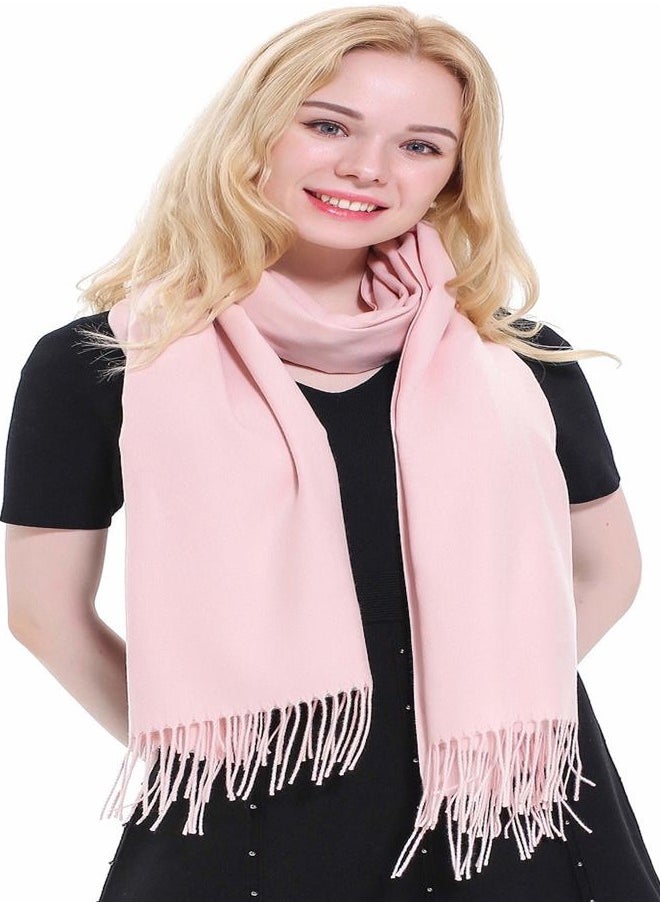 CJ Apparel Light Pink Baby Pink Thick Solid Color Tassels Design Cotton Blend Shawl Scarf Wrap Stole Throw Head Wrap Pashmina NEW  - Image 3