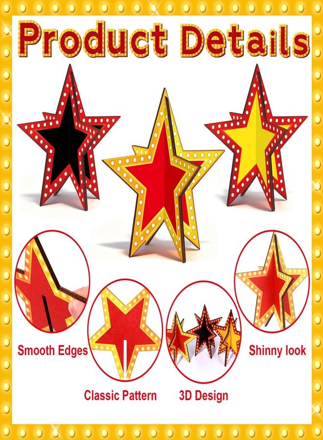 Oitnlaughter Star Centerpieces Movie Night Party Decorations 3D Star Movie Night Wooden Centerpieces Cinema Birthday Table Wooden Sign for Red Carpet Film Show Theme Birthday Party Favors Supplies - Image 3