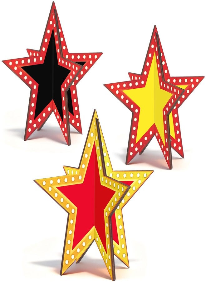 Oitnlaughter Star Centerpieces Movie Night Party Decorations 3D Star Movie Night Wooden Centerpieces Cinema Birthday Table Wooden Sign for Red Carpet Film Show Theme Birthday Party Favors Supplies - Image 1
