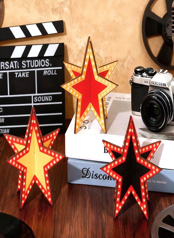 Oitnlaughter Star Centerpieces Movie Night Party Decorations 3D Star Movie Night Wooden Centerpieces Cinema Birthday Table Wooden Sign for Red Carpet Film Show Theme Birthday Party Favors Supplies - Image 4