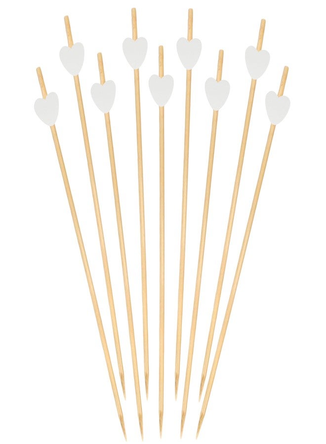 BambooMN 7.1" Decorative White Heart Bamboo Cocktail Fruit Sandwich Picks Skewers for Catered Events, Holiday's, Restaurants or Buffets Party Supplies, 100 Pieces - Image 3