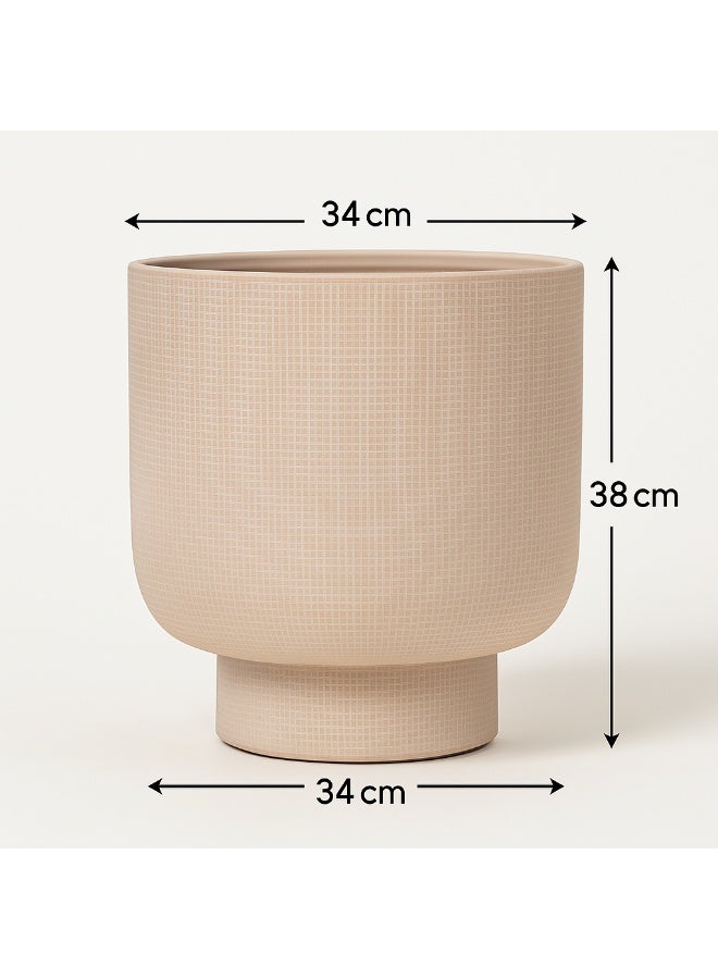 Modern Beige Ceramic Planter – Large 34×34×38 cm Pot for Indoor & Outdoor Plants, Elegant Contemporary Design. - Image 2