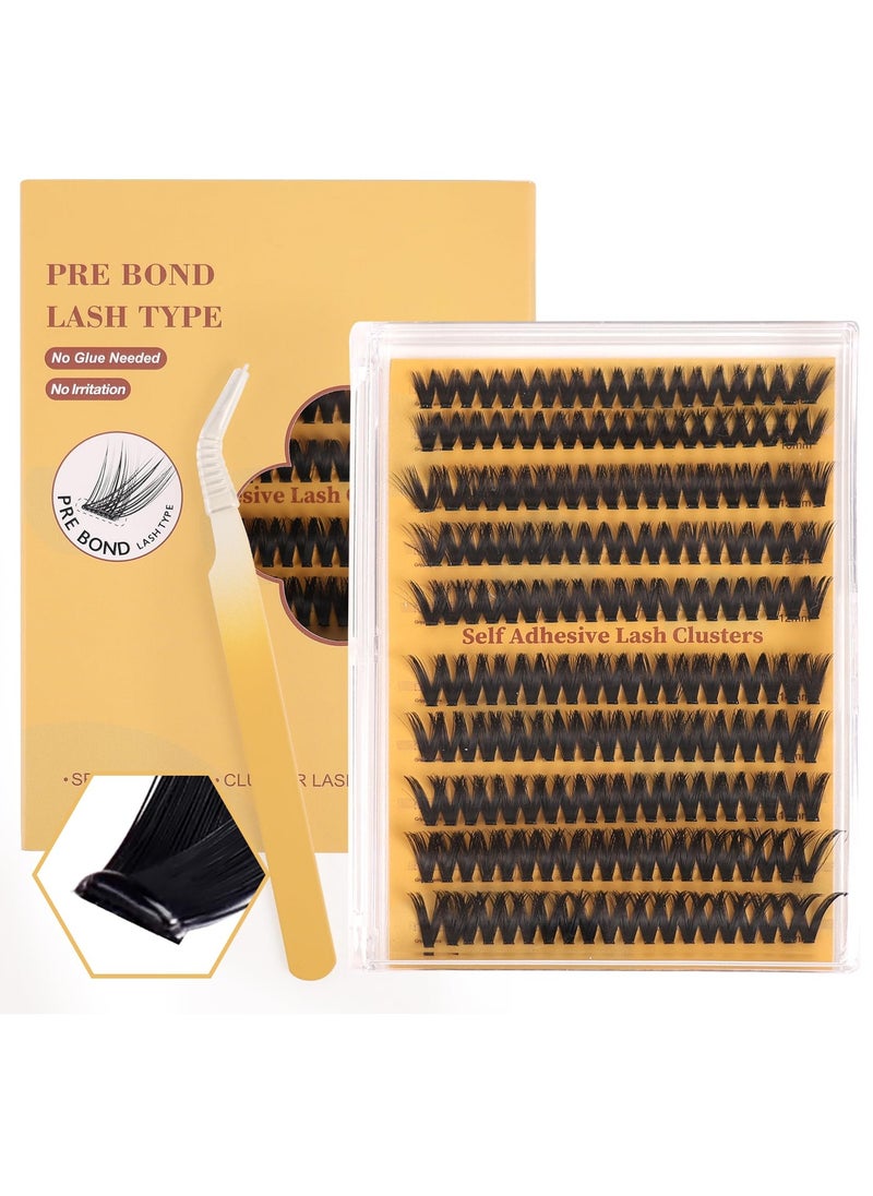 FLYROAD Self Adhesive Eyelashes Clusters 200PCS Press On Lashes Clusters Kit Reusable Pre Glued Lashes, Mix 10-16mm Individual Lash Extension Kit with Lash Tweezers for Beginners  - Image 1
