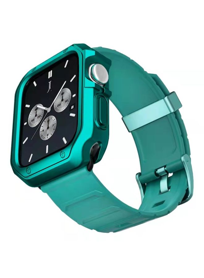 BURAQ Protective Cover Silicone Watch Band + Watch Case Set For Apple Watch Series 7 41mm(Green)