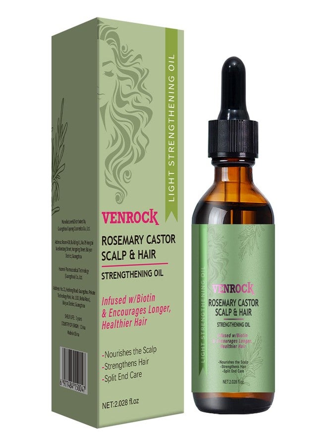 Venrock Rosemary Castor Hair Oil - Biotin Infused Scalp & Hair Strengthening Oil for Nourishing Scalp, Repairing Split Ends & Encouraging Longer, Healthier Hair | Lightweight Daily Hair Care - Image 1
