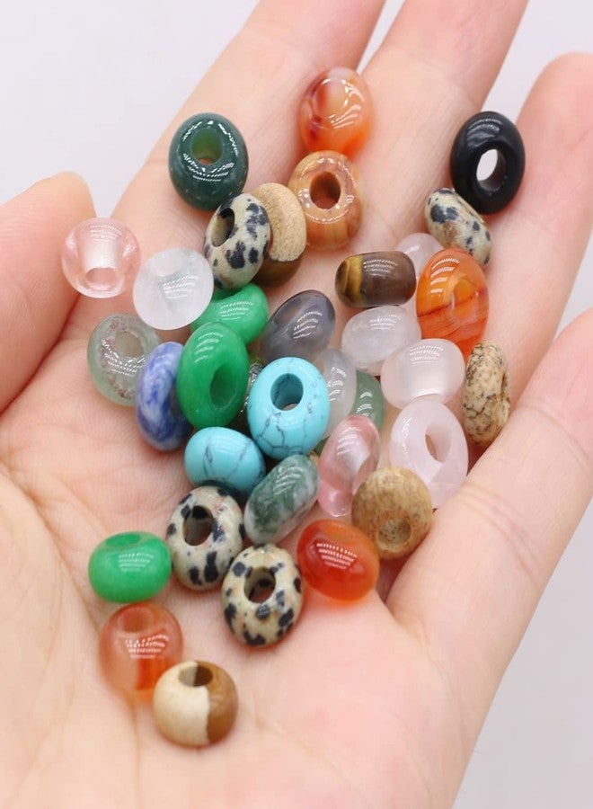 Zotoone 50pcs Natural Semi-precious Stone Large Hole Loose Beads Abacus Shape Fashionable Opal Amethyst Unakite Rose Quartz Charm Beads for Making Necklace Bracelet - Image 2