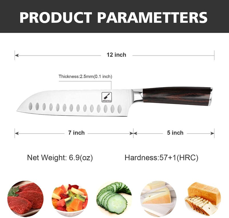 imarku Chef Knife 7 Inch Kitchen Knife Ultra Sharp Santoku Knife - 7Cr17Mov Japanese Chefs Knife, Kitchen Gadgets 2025, Apartment Essentials, Birthday Gifts for Him Her, Best Gifts for Women Men - Image 5