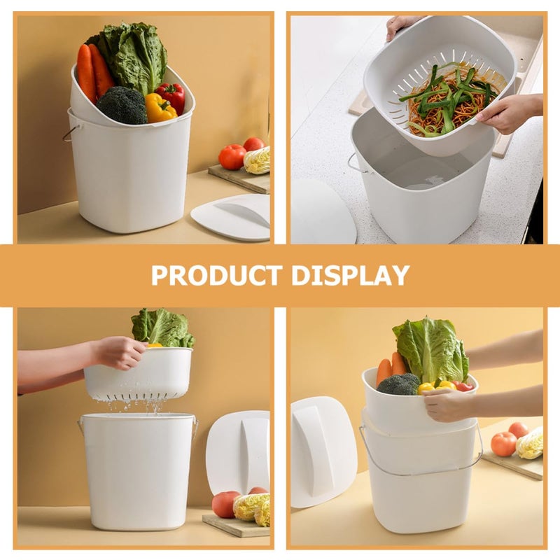 Garneck Kitchen Waste Bin Dry and Wet Classified Garbage Container Small Drain Trash Can Odor Resistant Household Countertop Compost Bin for Kitchen Use Random Color - Image 5