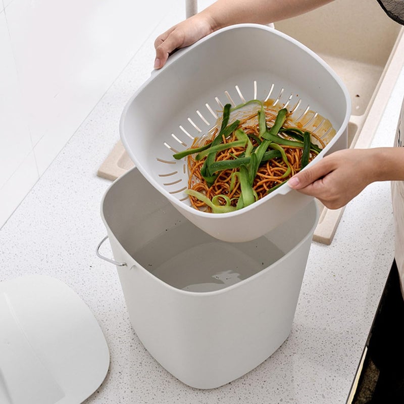 Garneck Kitchen Waste Bin Dry and Wet Classified Garbage Container Small Drain Trash Can Odor Resistant Household Countertop Compost Bin for Kitchen Use Random Color - Image 4