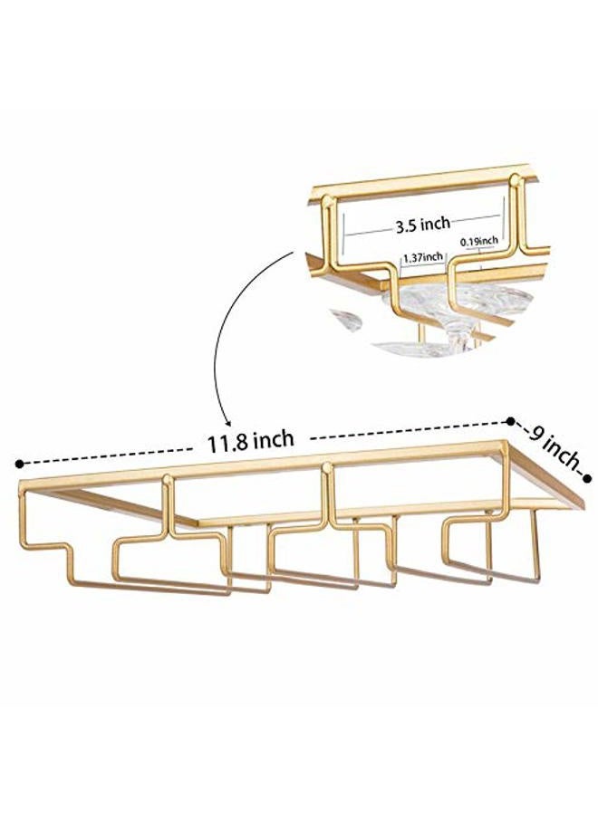 FOMANSH Wine Glass Rack - Under Cabinet Stemware Wine Glass Holder Glasses Storage Hanger Metal Organizer for Bar Kitchen Gold - Image 5