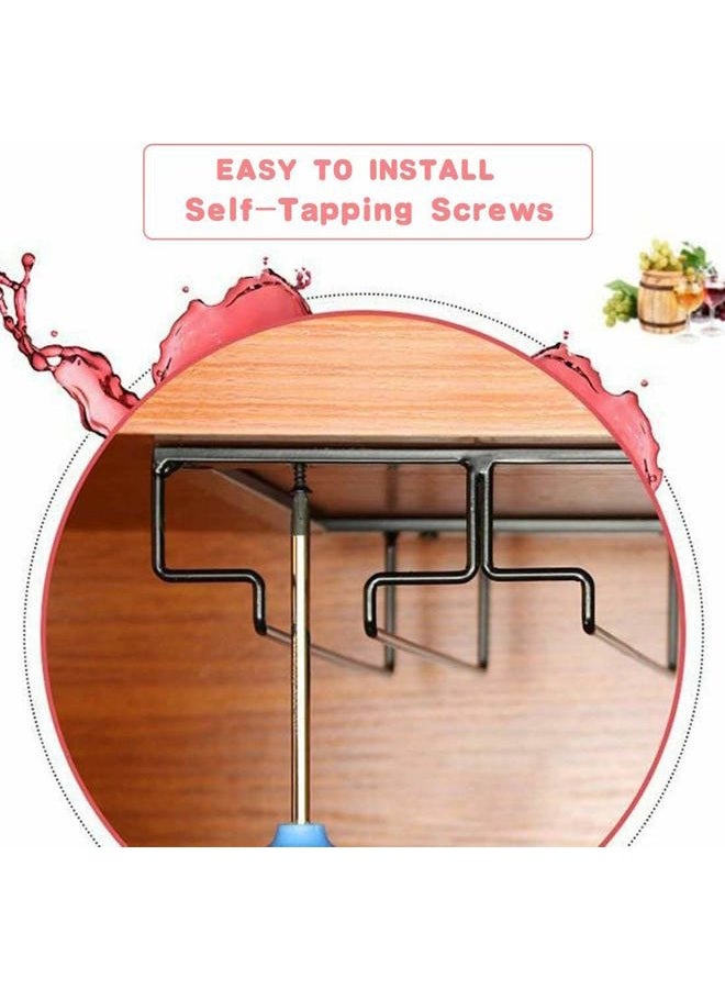 FOMANSH Wine Glass Rack - Under Cabinet Stemware Wine Glass Holder Glasses Storage Hanger Metal Organizer for Bar Kitchen Gold - Image 4