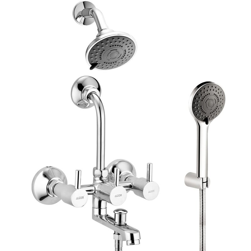 ALTON GRCL3930 Brass 3IN1 Wall Mixer With 3Function 4INCH Overhead Hand Showers Set Chrome Finish - Image 1