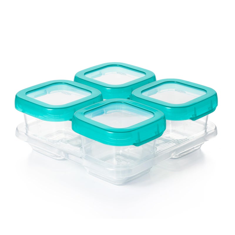 OXO Tot Baby Blocks Food Storage Containers, Teal, 6 oz - Image 1