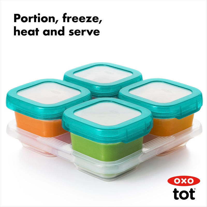 OXO Tot Baby Blocks Food Storage Containers, Teal, 6 oz - Image 4
