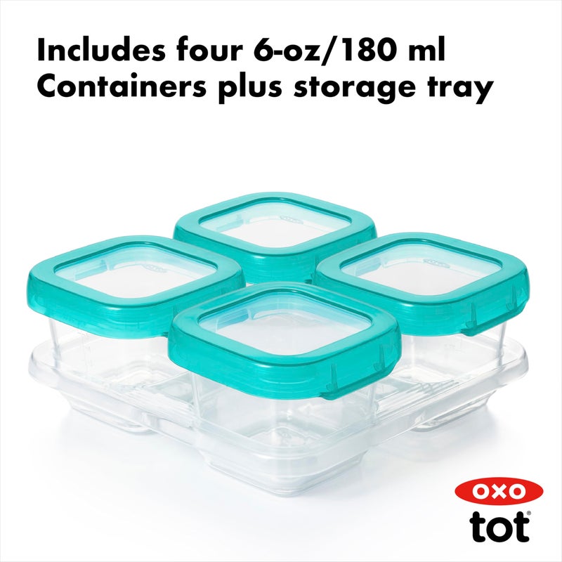 OXO Tot Baby Blocks Food Storage Containers, Teal, 6 oz - Image 2