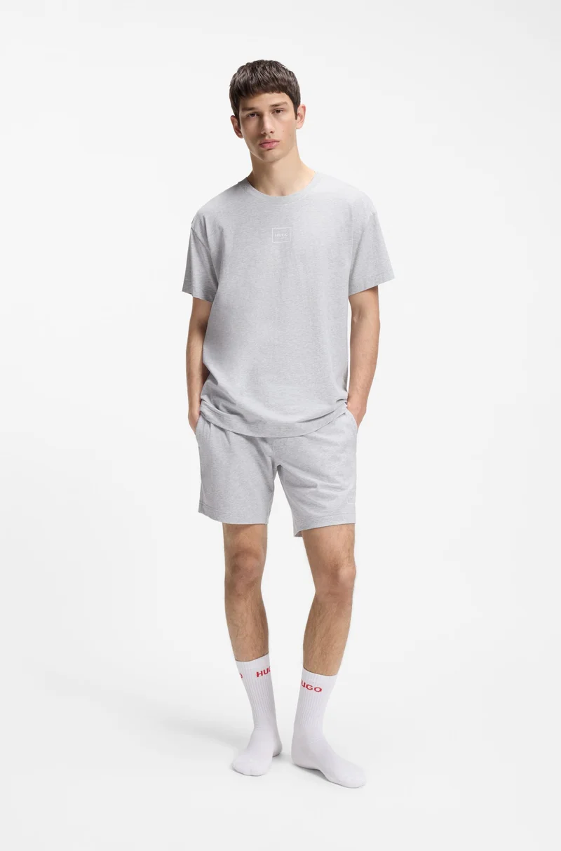 هوجو Stretch-cotton shorts with framed logo print