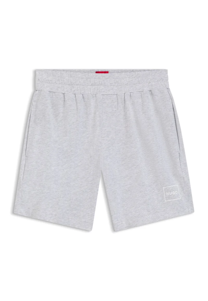 Stretch-cotton shorts with framed logo print