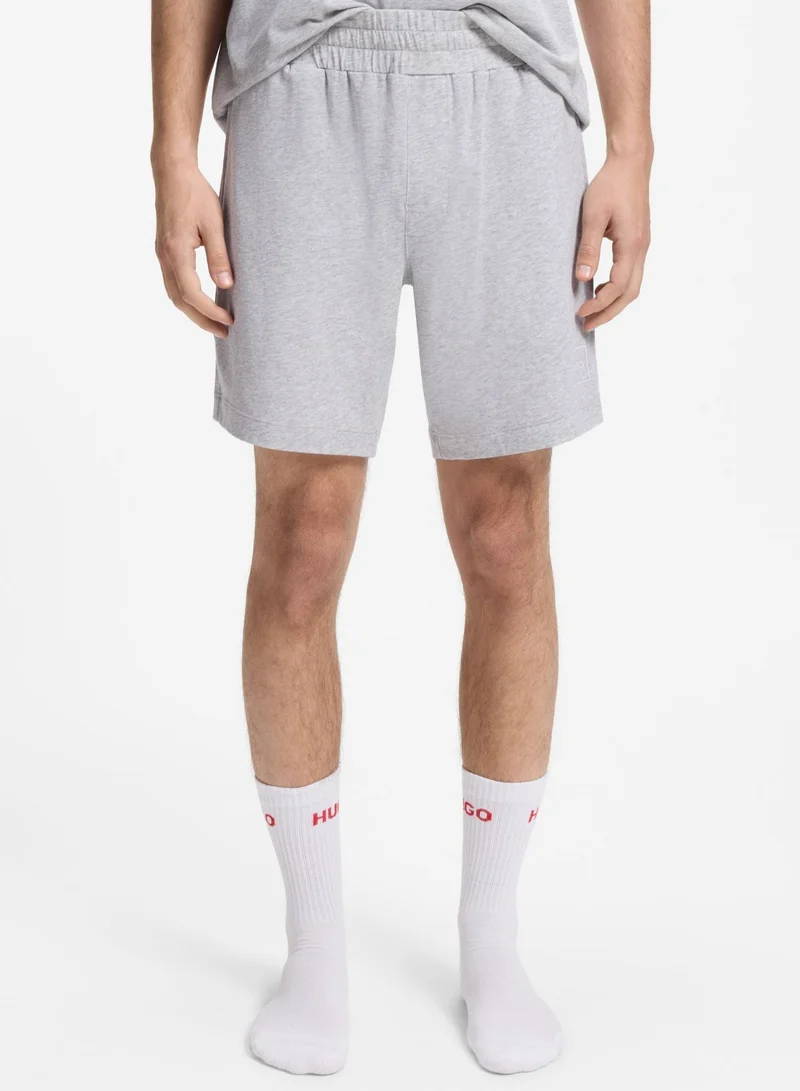 HUGO Stretch-cotton shorts with framed logo print