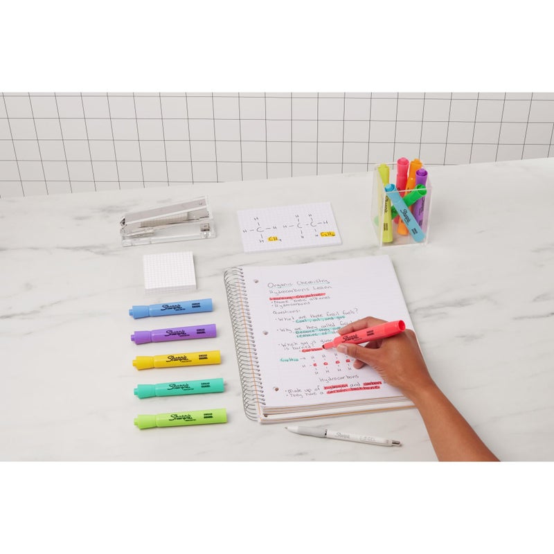 Sharpie Tank Highlighters, Chisel Tip, Assorted Fluorescent, Six Assorted Colors, 12 Count - Back to School, Office, Teacher Supplies - Image 2