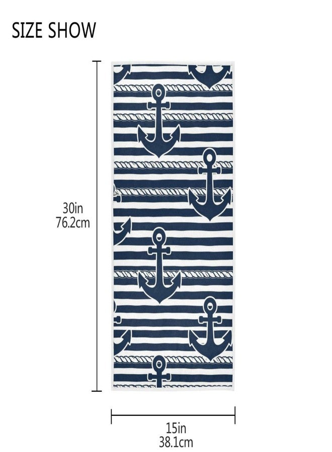 Vdsrup Nautical Stripes Anchors Hand Towels Ocean Sea Summer Anchor Towel Soft Kitchen Tea Towels Dish Washcloths Thin Guest Face Towel Portable Bath Decorations Housewarming Gifts 16 X 30 in - Image 3