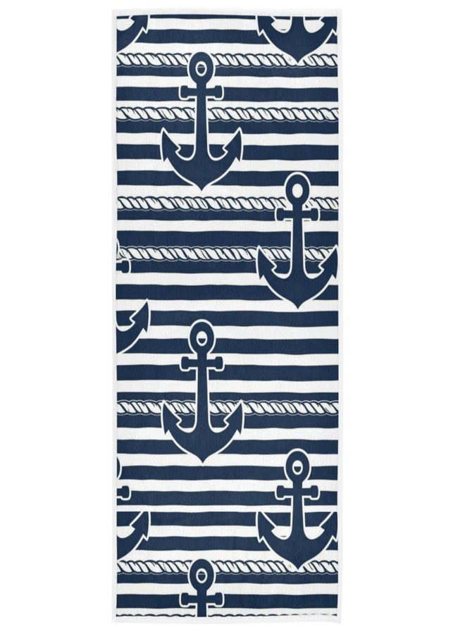 Vdsrup Nautical Stripes Anchors Hand Towels Ocean Sea Summer Anchor Towel Soft Kitchen Tea Towels Dish Washcloths Thin Guest Face Towel Portable Bath Decorations Housewarming Gifts 16 X 30 in - Image 1