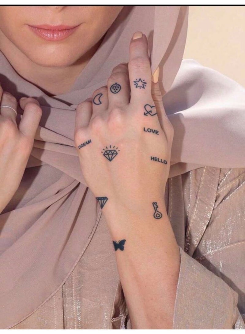 Tuline 18PCS Semi Permanent Temporary Tattoos Butterfly Heart Diamond Mini Tattoo Stickers Waterproof Long Lasting Body Art For Women - Image 1