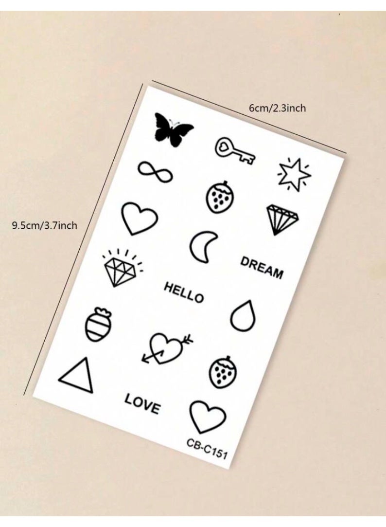 Tuline 18PCS Semi Permanent Temporary Tattoos Butterfly Heart Diamond Mini Tattoo Stickers Waterproof Long Lasting Body Art For Women - Image 3