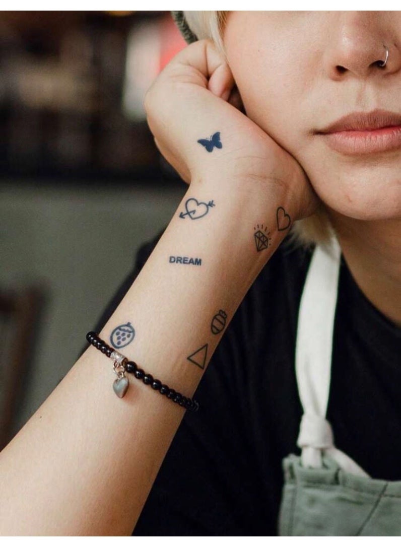 Tuline 18PCS Semi Permanent Temporary Tattoos Butterfly Heart Diamond Mini Tattoo Stickers Waterproof Long Lasting Body Art For Women - Image 2