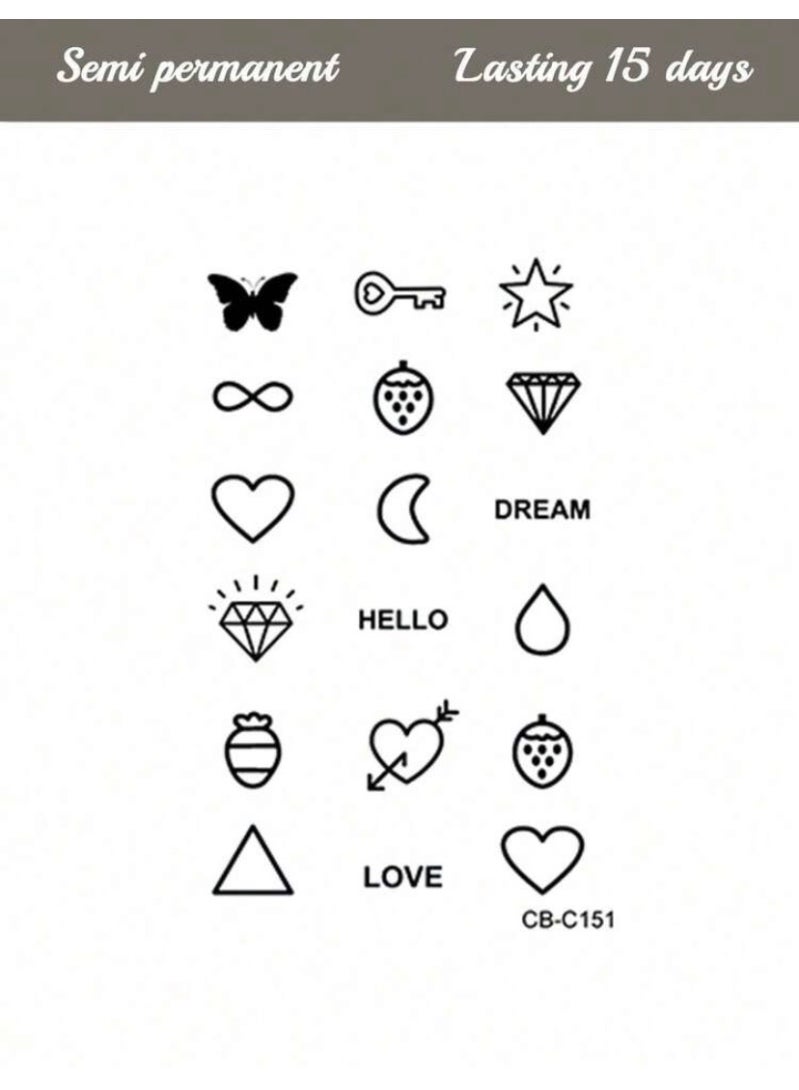 Tuline 18PCS Semi Permanent Temporary Tattoos Butterfly Heart Diamond Mini Tattoo Stickers Waterproof Long Lasting Body Art For Women - Image 4