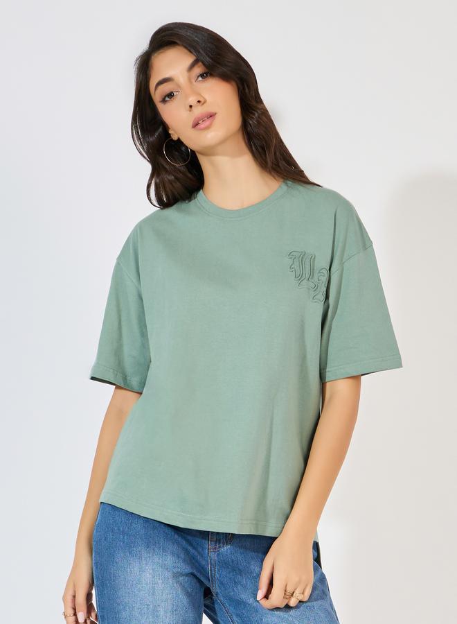 Styli Oversized High-Low Hem Cotton Jersey T-Shirt - Image 1