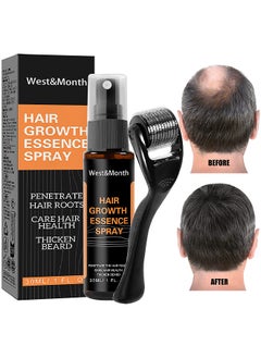 30ML Hair Growth Essence Spray, Anti-Slip Hair Nourishing Growth Liquid Thickening Hairline Essence Spray With Microne Roller, Hair Loss And Thinning Prevention Treatment, Scalp Improver