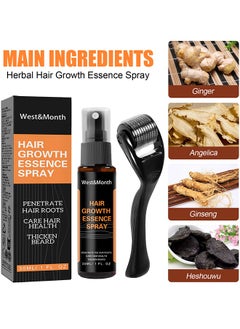 West&Month 30ML Hair Growth Essence Spray, Anti-Slip Hair Nourishing Growth Liquid Thickening Hairline Essence Spray With Microne Roller, Hair Loss And Thinning Prevention Treatment, Scalp Improver  - Image 3