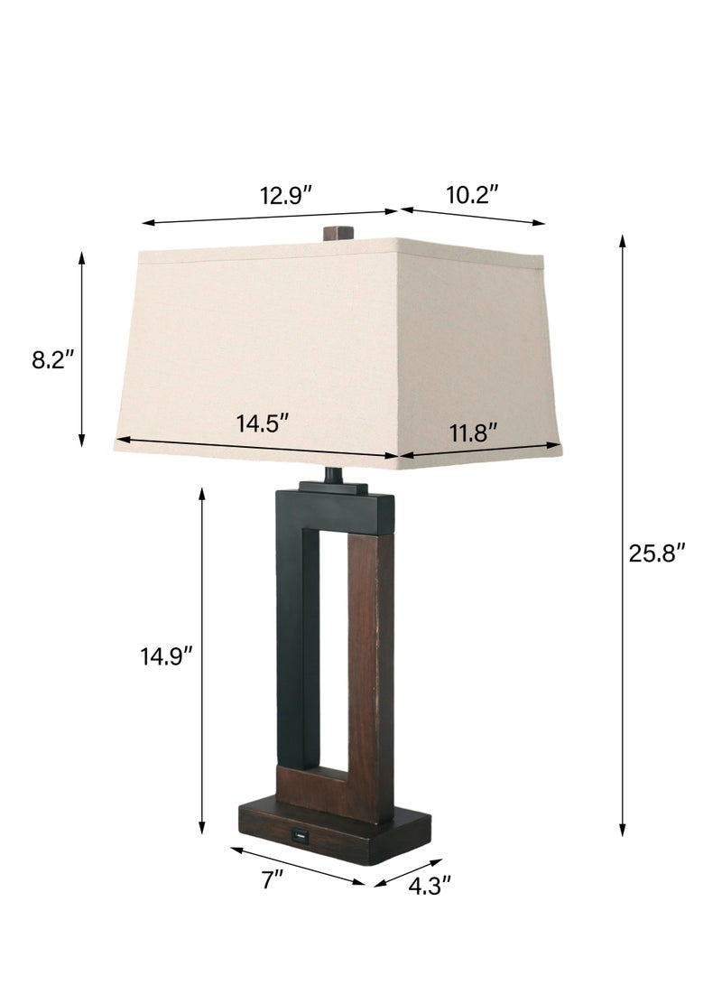 DREAMSIDEA Dark Browm Table Lamps for Living Room Set of 2, Rustic Vintage Bedside Lamp for Bedroom Nightstand Entryway - Image 2
