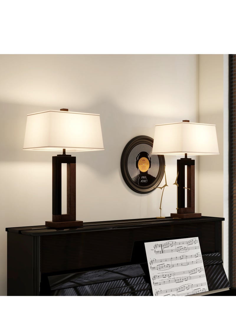 DREAMSIDEA Dark Browm Table Lamps for Living Room Set of 2, Rustic Vintage Bedside Lamp for Bedroom Nightstand Entryway - Image 1