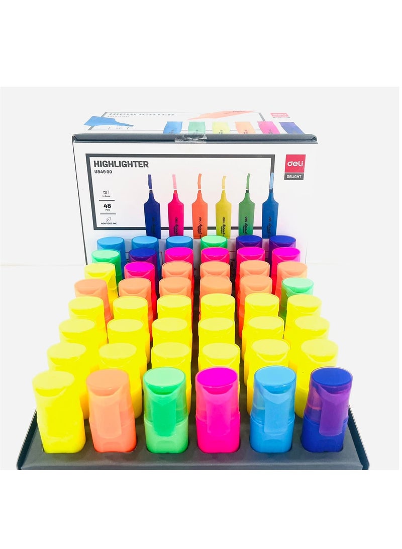 Deli 48-Piece Accent Chisel Tip Highlighter Assorted Colours - Image 1