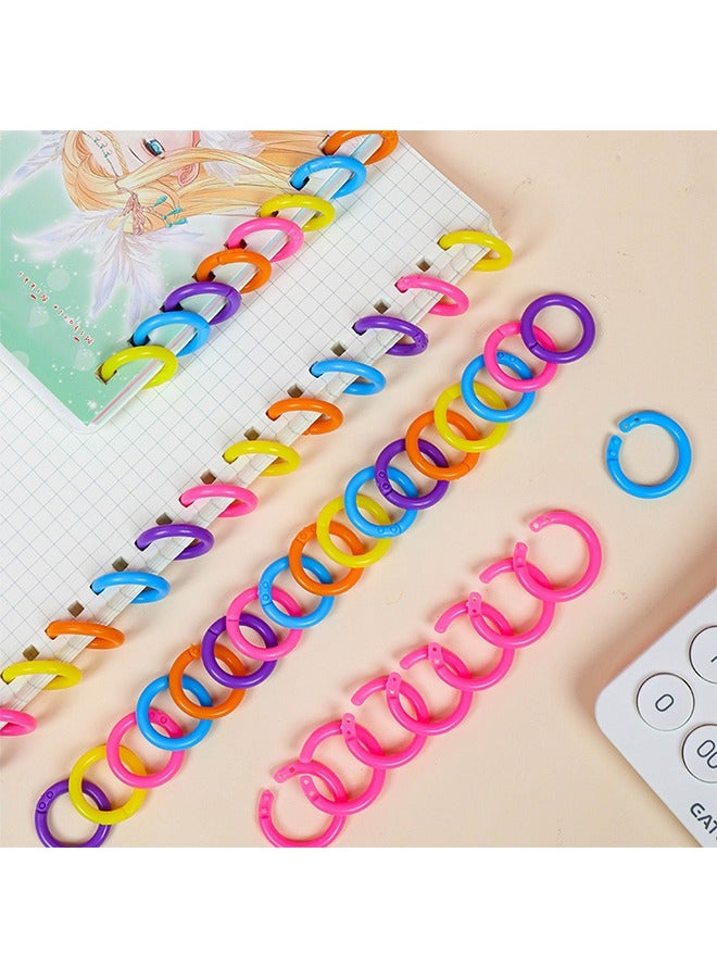 100 Pcs Plastic Round Ring Binders Plastic Loose Leaf Rings Multi-Color Plastic Book Rings Flexible for Cards, Document Stack and Swatches Organization School Home or Office Use, 5 Colors (20 mm) - Image 1