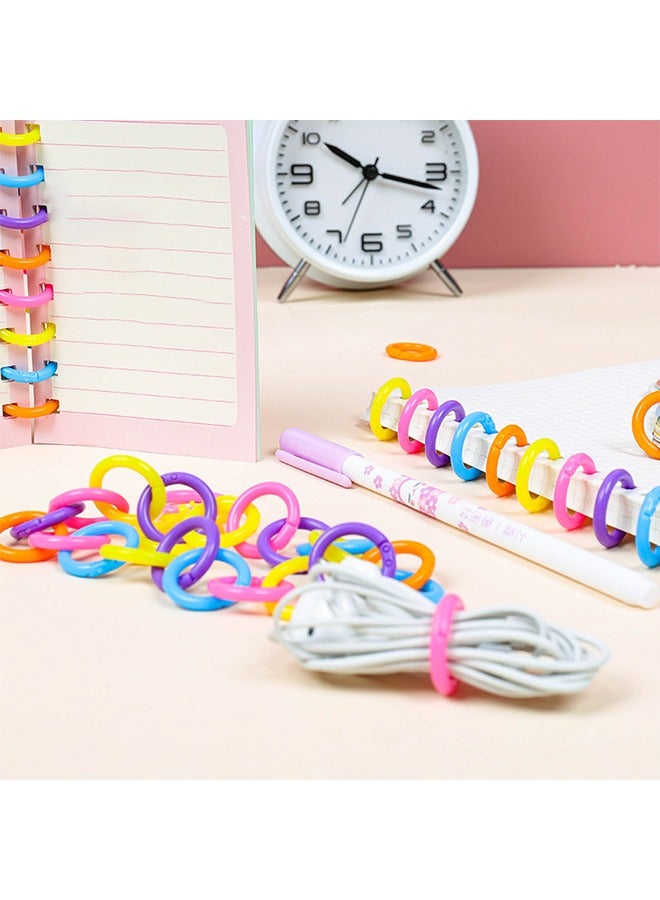 100 Pcs Plastic Round Ring Binders Plastic Loose Leaf Rings Multi-Color Plastic Book Rings Flexible for Cards, Document Stack and Swatches Organization School Home or Office Use, 5 Colors (20 mm) - Image 3