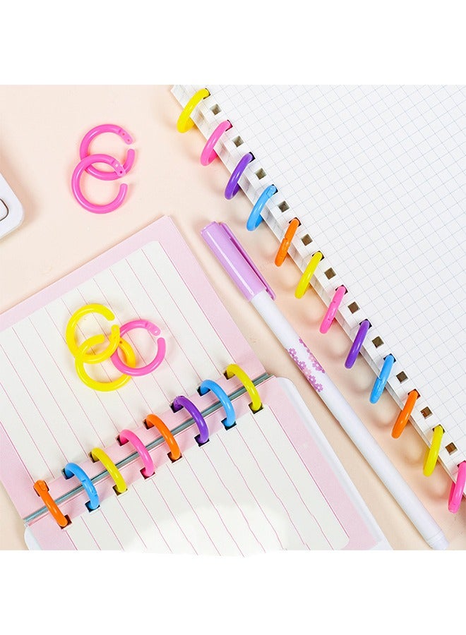 100 Pcs Plastic Round Ring Binders Plastic Loose Leaf Rings Multi-Color Plastic Book Rings Flexible for Cards, Document Stack and Swatches Organization School Home or Office Use, 5 Colors (20 mm) - Image 4