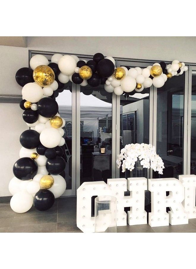 PartyWoo - Gold And Black Balloons 70 Pcs Black Balloons White Balloons Black Marble Balloons Gold Metallic Balloons Gold Confetti Balloons For Great Gatsby Party Hollywood Party 1920 Party Decor - Image 1
