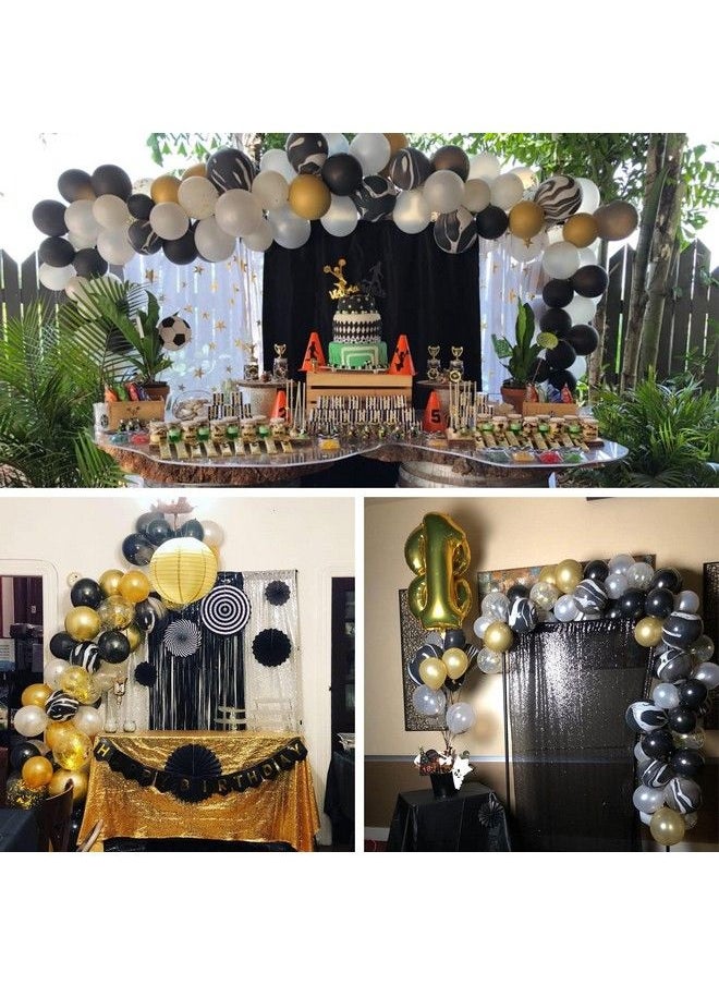 PartyWoo - Gold And Black Balloons 70 Pcs Black Balloons White Balloons Black Marble Balloons Gold Metallic Balloons Gold Confetti Balloons For Great Gatsby Party Hollywood Party 1920 Party Decor - Image 1