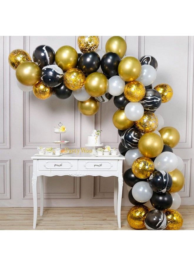 PartyWoo - Gold And Black Balloons 70 Pcs Black Balloons White Balloons Black Marble Balloons Gold Metallic Balloons Gold Confetti Balloons For Great Gatsby Party Hollywood Party 1920 Party Decor - Image 1