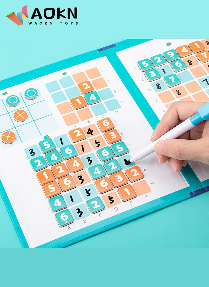 WAOKN Kids Magnetic Digital Chess Game Nine-Square Lattice Sudoku Puzzle Early Learning Educational Wooden Toys Gifts For Children - Image 2